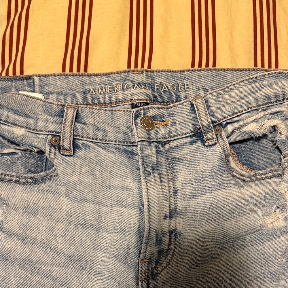 American Eagle Outfitters Distressed Light Blue Boyfriend Jeans
